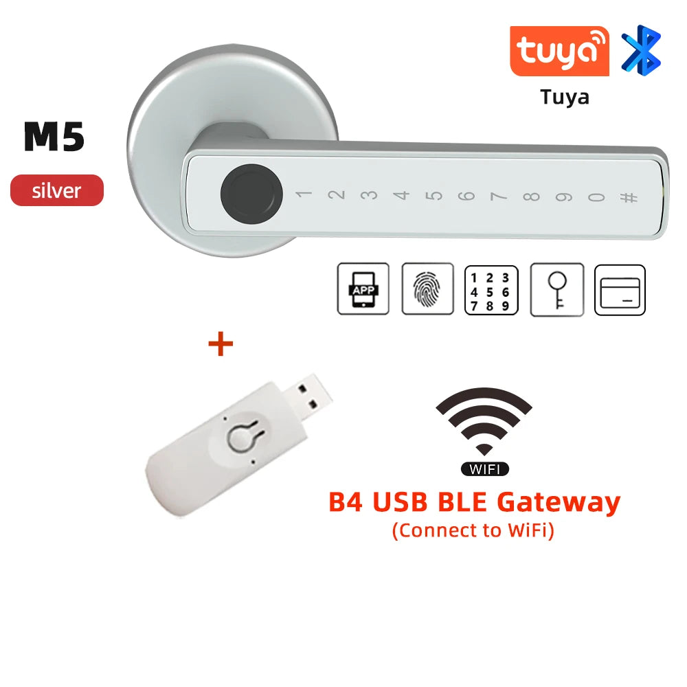 RAYKUBE M5 Tuya BLE Smart Fingerprint Door Lock Digital Electronic Lock with Password/Key/IC Card/ Smartlife/ Tuya APP Unlock - Check It