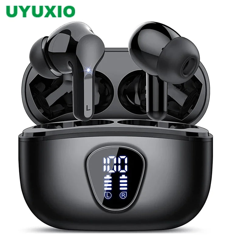 New Wireless Earbuds HiFi Stereo Headphones BT5.3 with ENC Noise Cancelling 48H LED Display Ear Buds IP7 Waterproof Earphones - Check It