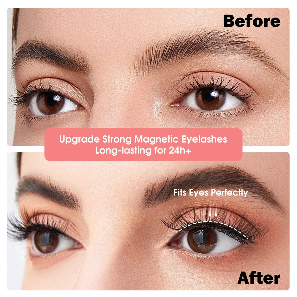 Reusable Magnetic Eyelashes Wispy with Applicator Natural No Glue or Eyeliner Look Like Lash Extension False Eyelashes Kit - Check It