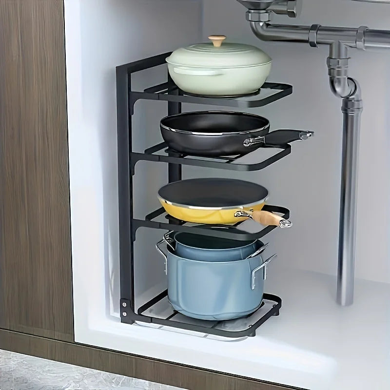 Adjustable Pot Rack Organiser- Kitchen Stainless Steel Pot Storage Rack - Check It