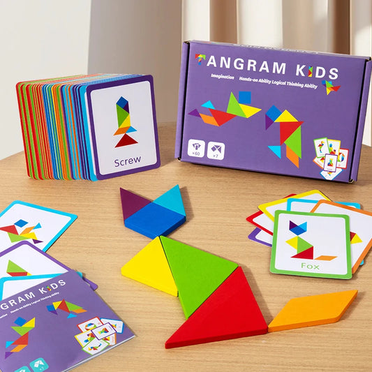 3D Wooden Tangram Jigsaw Puzzles Board Games For Kids - Check It