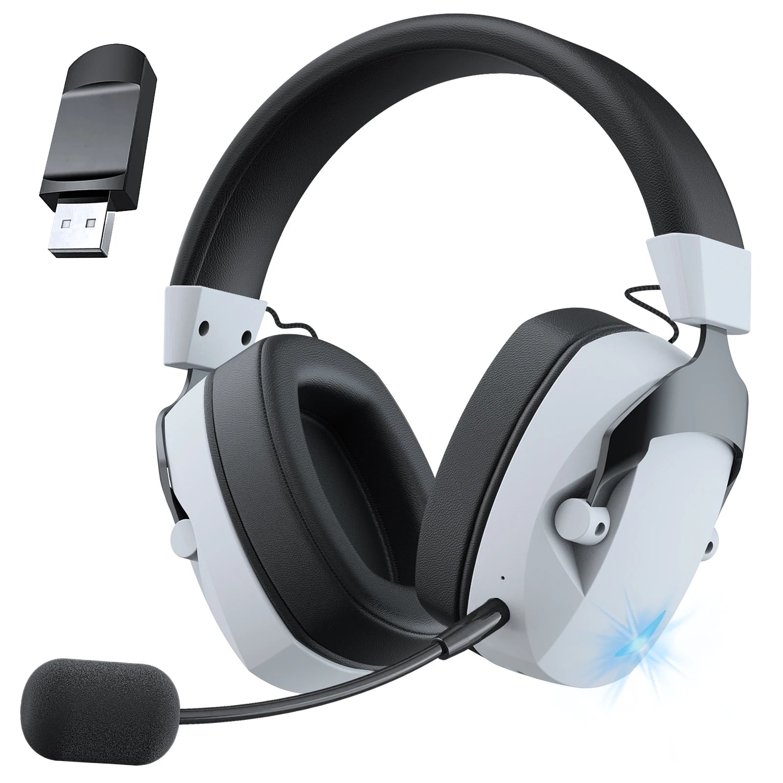 2.4GHz Wireless Gaming Headset for PS5, PS4 Gamers, PC, Nintendo Switch- Bluetooth Gaming Headphones with Noise Cancelling Mic - Check It