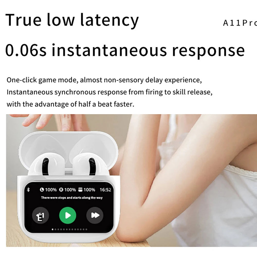 A11 Pro TWS Wireless Earbuds Touch Control LCD Screen Earphone with ENC Noise Cancelling Super Bass Premium Sound Long Battery - Check It