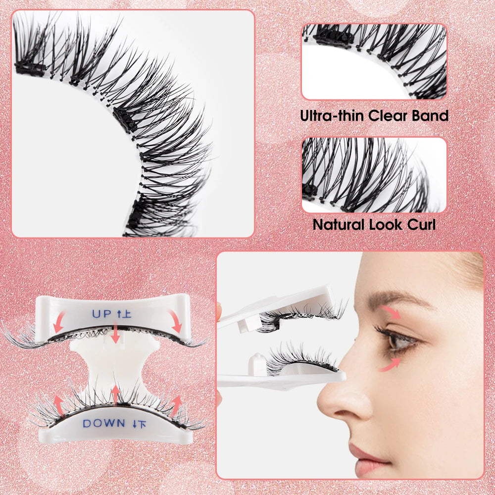Reusable Magnetic Eyelashes Wispy with Applicator Natural No Glue or Eyeliner Look Like Lash Extension False Eyelashes Kit - Check It