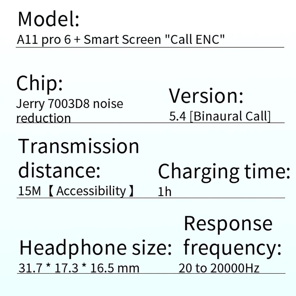 A11 Pro TWS Wireless Earbuds Touch Control LCD Screen Earphone with ENC Noise Cancelling Super Bass Premium Sound Long Battery - Check It