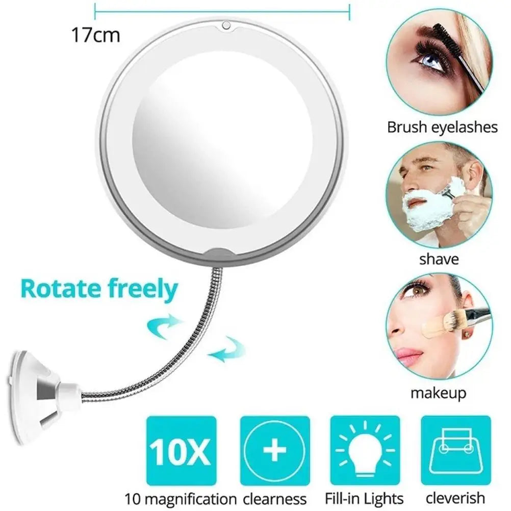 Flexible Gooseneck Makeup Mirror with LED Light - Check It