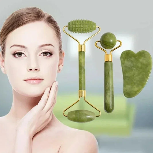 Natural Jade Roller Face Gua Sha, Natural Stone, Body Neck Massager, Acupoint, Eye Care Spa Massage Tools Massage Visage Lifting - Check It