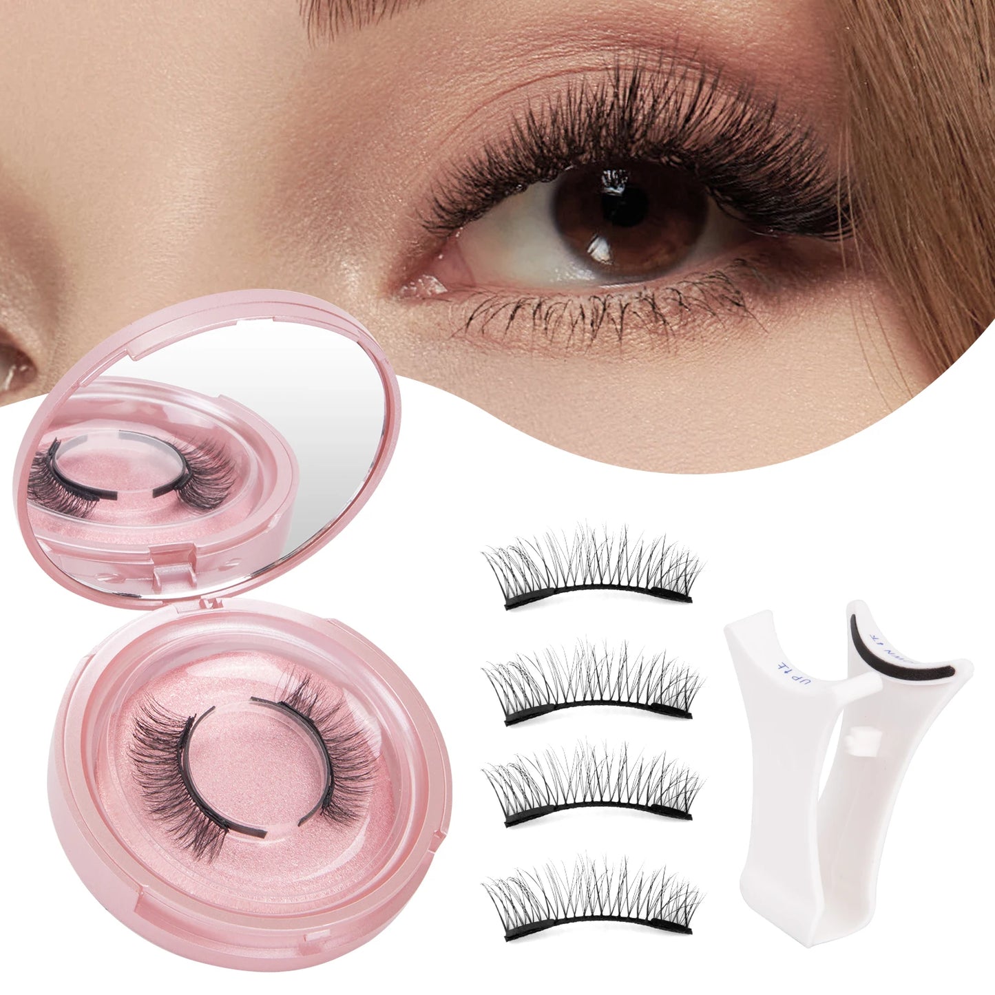 Reusable Magnetic Eyelashes Wispy with Applicator Natural No Glue or Eyeliner Look Like Lash Extension False Eyelashes Kit - Check It