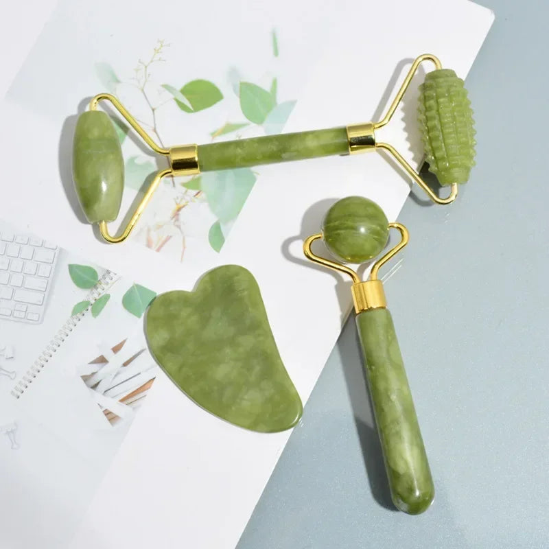 Natural Jade Roller Face Gua Sha, Natural Stone, Body Neck Massager, Acupoint, Eye Care Spa Massage Tools Massage Visage Lifting - Check It
