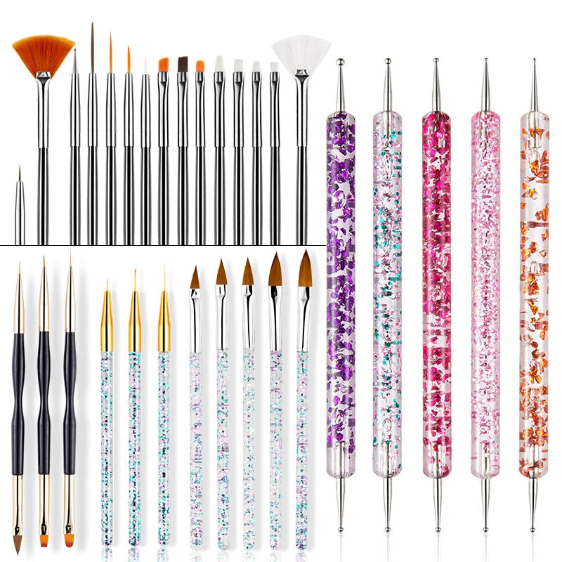 Nail Art Brush Set, Colourful Light Therapy Pen - Check It