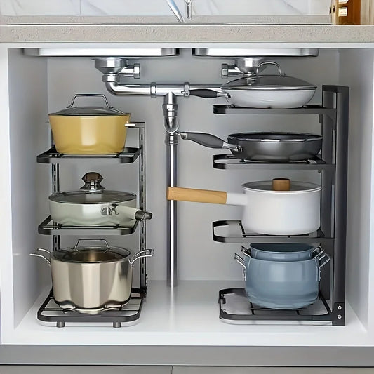 Adjustable Pot Rack Organiser- Kitchen Stainless Steel Pot Storage Rack - Check It