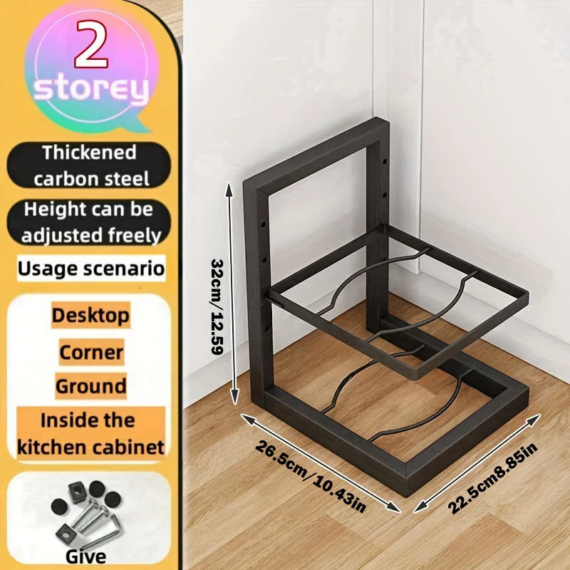 Adjustable Pot Rack Organiser- Kitchen Stainless Steel Pot Storage Rack - Check It