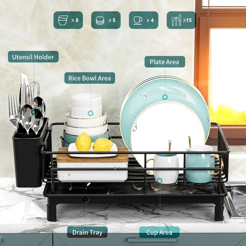 Space Saving Dish Drying Rack- Kitchen Counter-top Organiser- Automatic Drying Plate Storage Shelf for Home - Check It