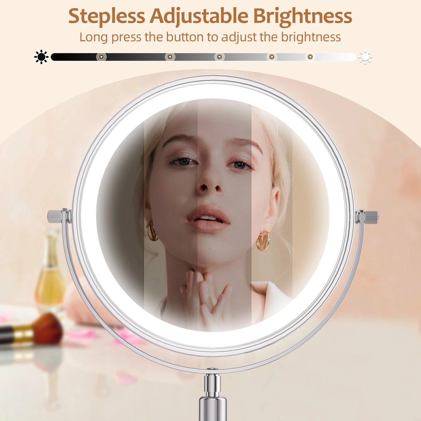 8 Inch Makeup Mirror With Light Lamp 10X Magnification 3 Color Lights - Check It