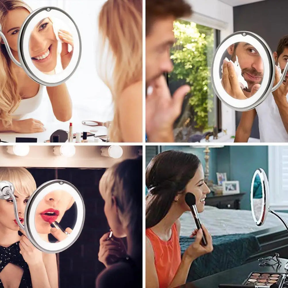 Flexible Gooseneck Makeup Mirror with LED Light - Check It
