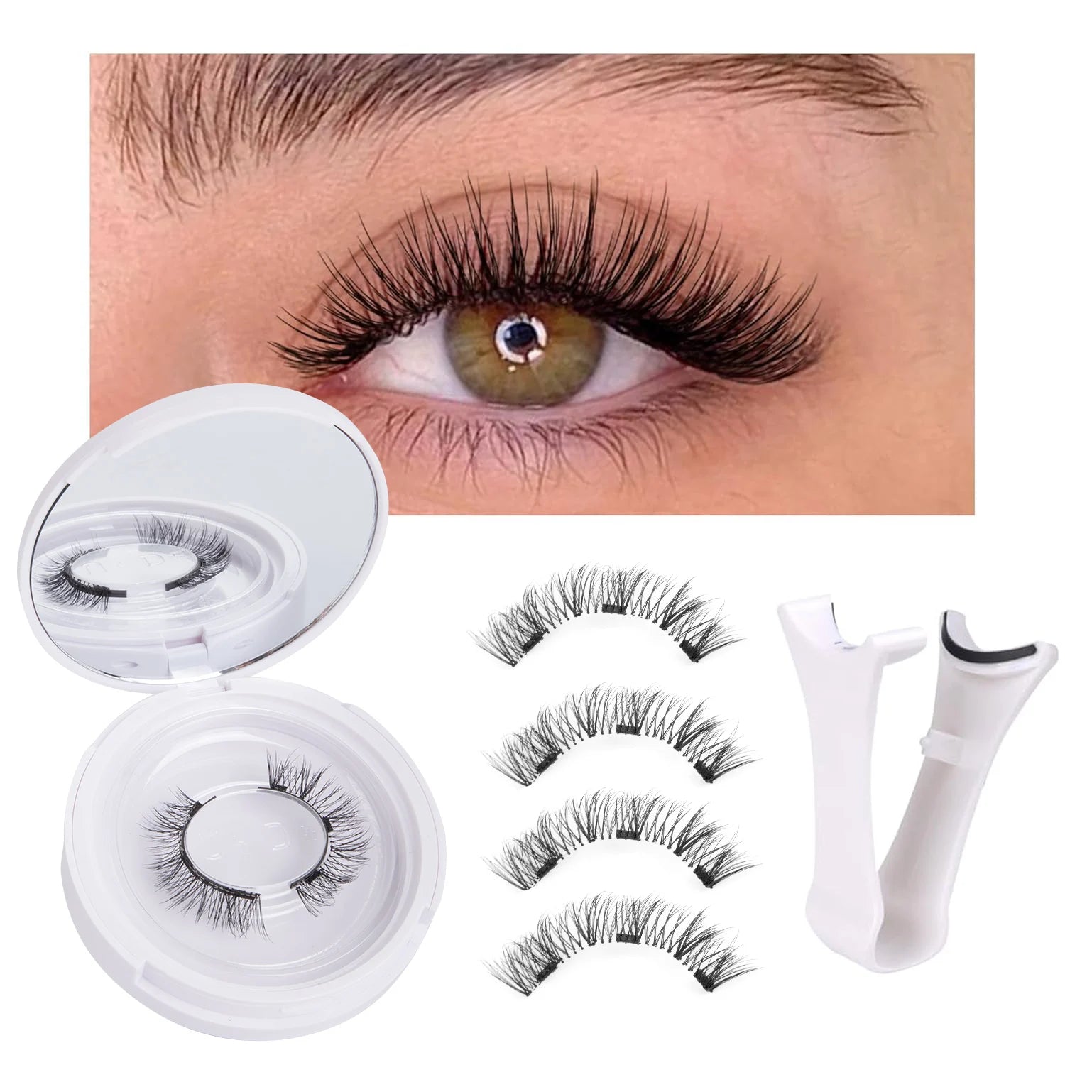 Reusable Magnetic Eyelashes Wispy with Applicator Natural No Glue or Eyeliner Look Like Lash Extension False Eyelashes Kit - Check It