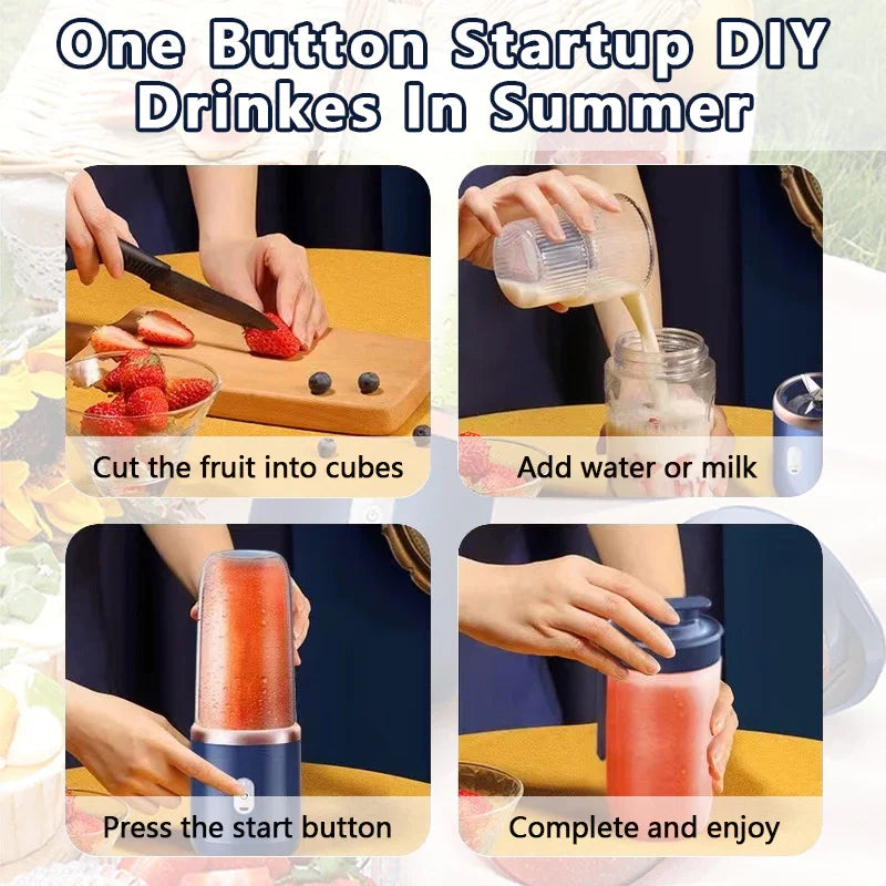 Multi-function 2 Cups Portable Fruit Juicer Blender- USB Charging Wireless Juice Extractor - Check It