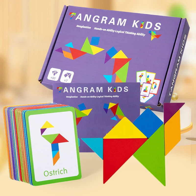 3D Wooden Tangram Jigsaw Puzzles Board Games For Kids - Check It