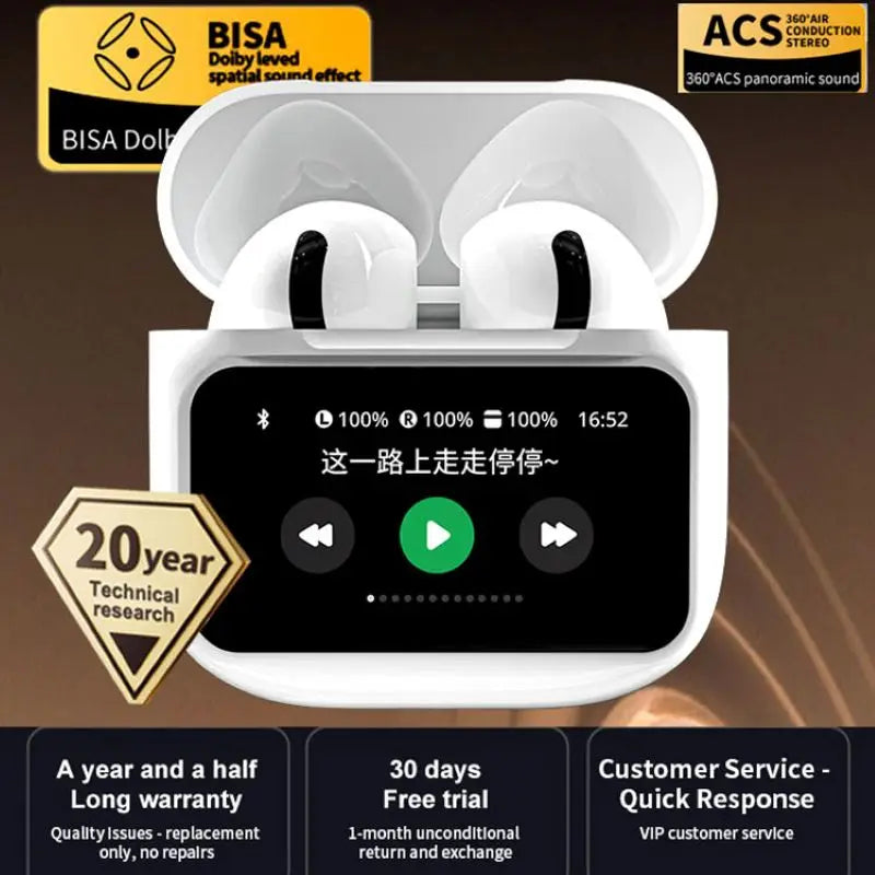 A11 Pro TWS Wireless Earbuds Touch Control LCD Screen Earphone with ENC Noise Cancelling Super Bass Premium Sound Long Battery - Check It